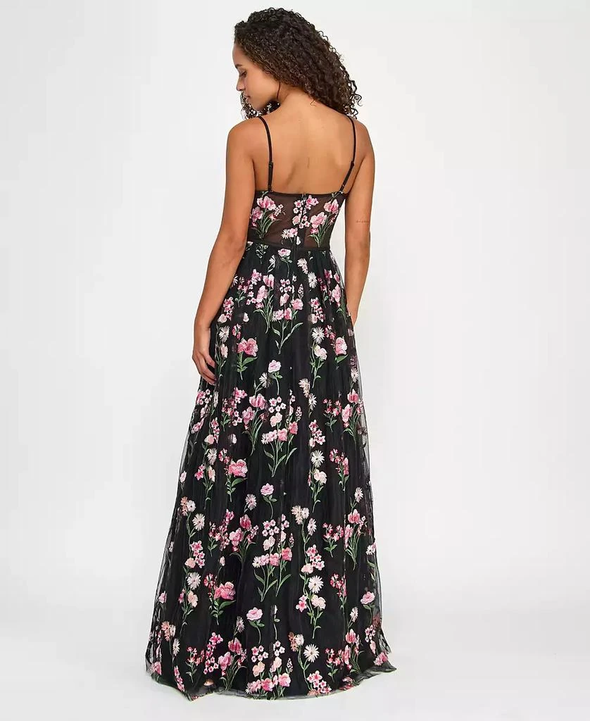 City Studios Juniors' Floral-Embroidered Tulle Ballgown, Created for Macy's 2