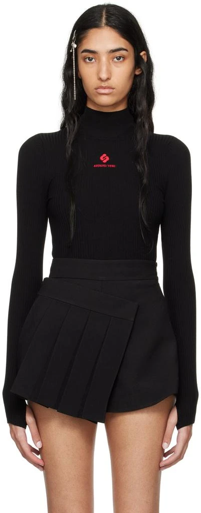 Shushu/Tong Black Embroidered-Logo Turtleneck 1