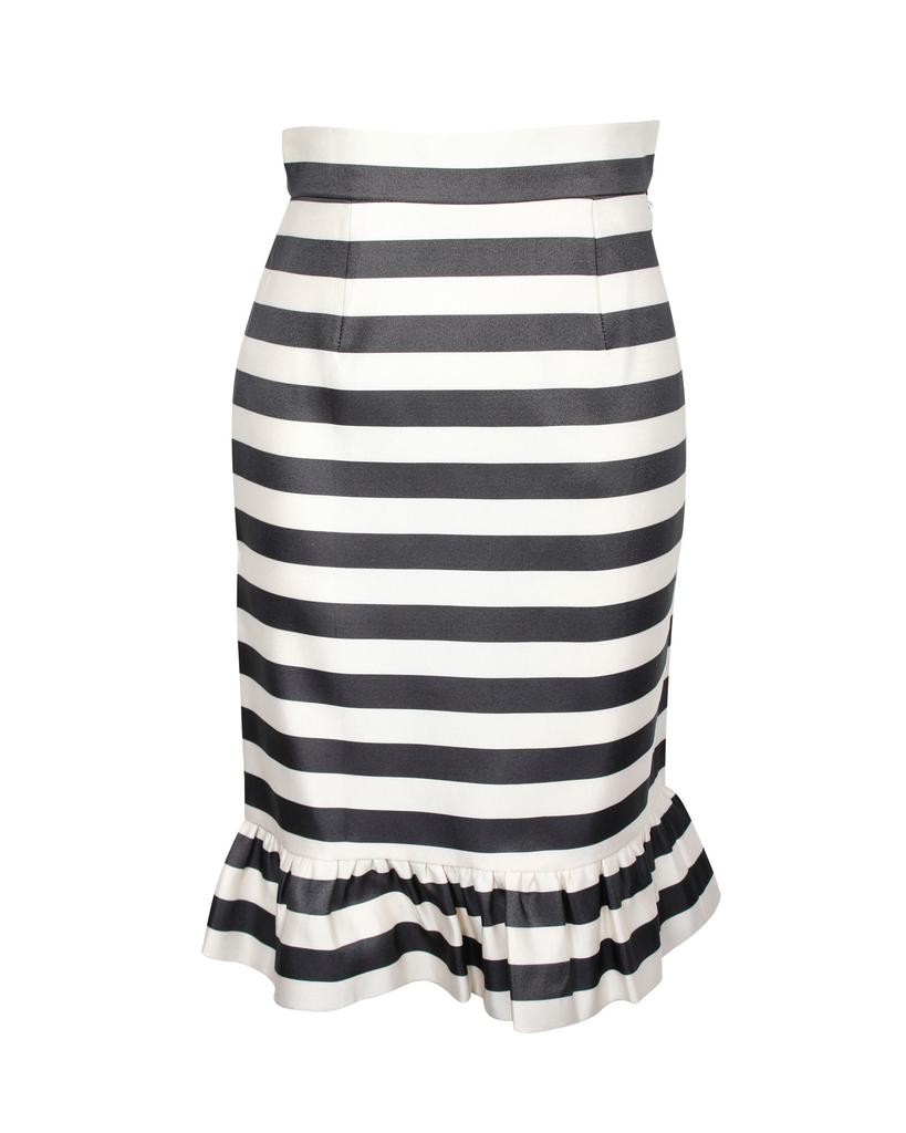 MOTHER OF PEARL Mother Of Pearl Bella Jacquard Stripe Skirt in Black Silk
