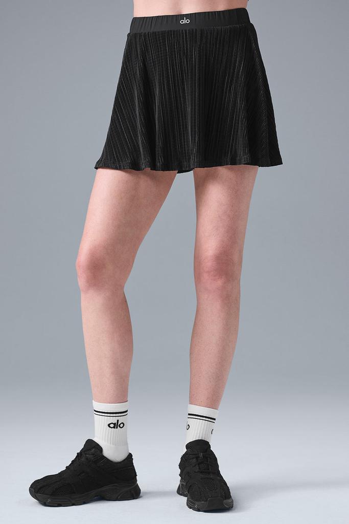 Alo Micro Plisse Tennis Skirt - Black