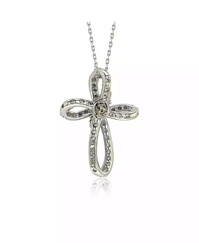 Suzy Levian New York Suzy Levian Sterling Silver Sapphire 
Created White Sapphire Cross Pendant 2