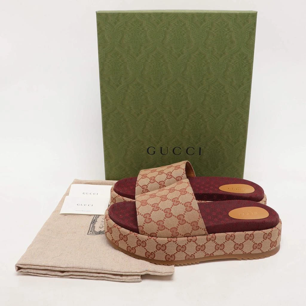 Gucci Gucci Brown/Beige GG Canvas Angelina Platform Slide Sandals Size 41 9