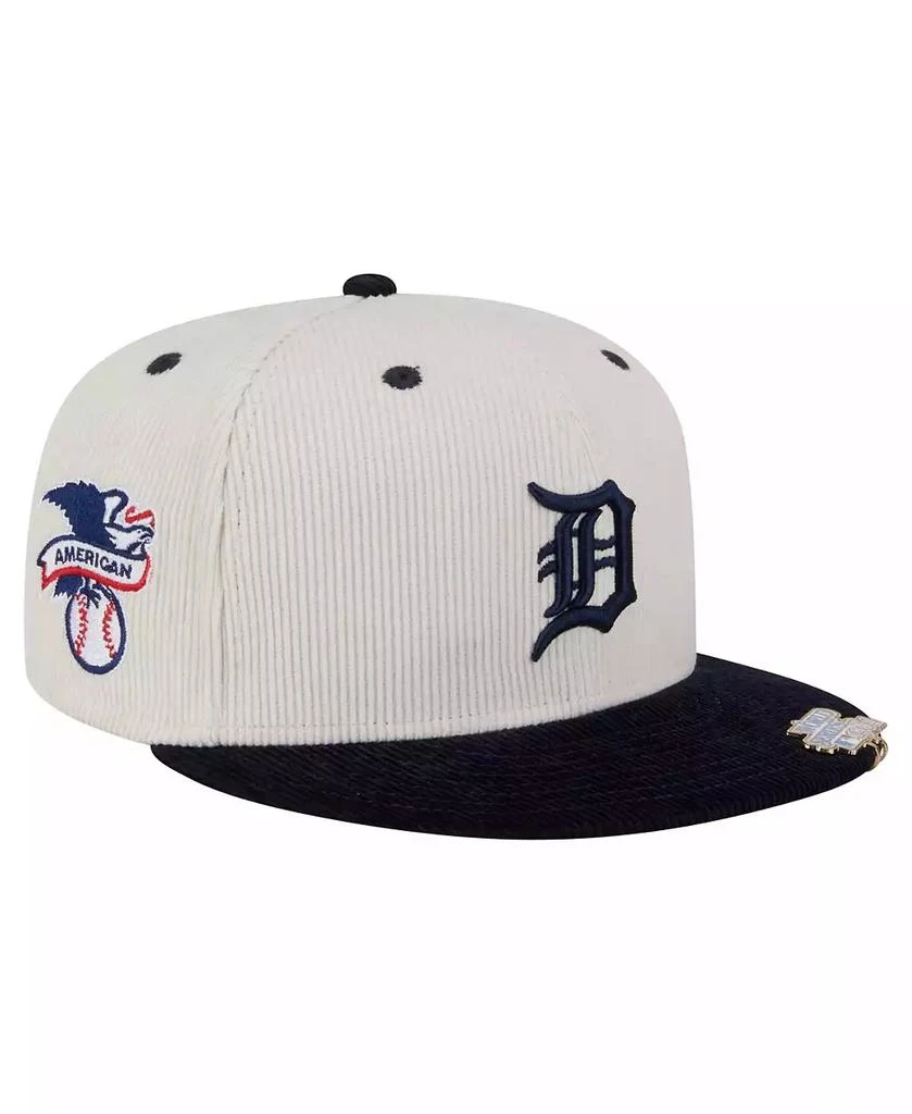 New Era Men's Cream/Navy Detroit Tigers Two-Tone Corduroy 59FIFTY Fitted Hat 1