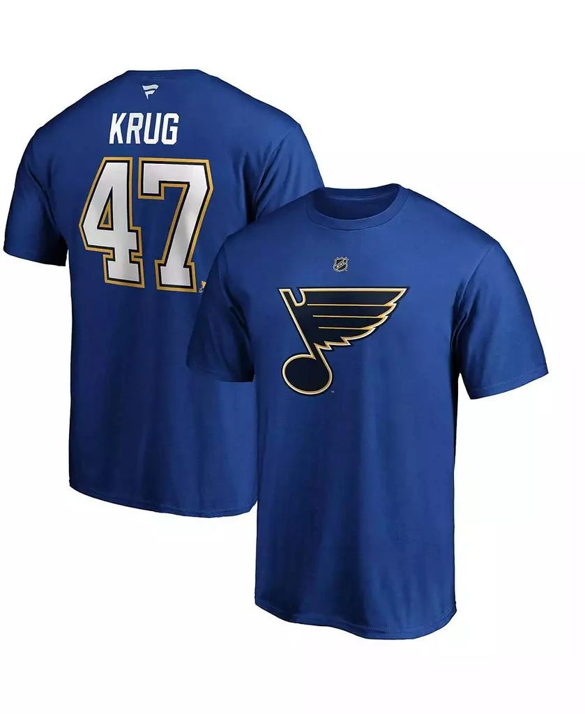 Fanatics Men's Torey Krug Blue St. Louis Blues Authentic Stack Name and Number T-shirt 1
