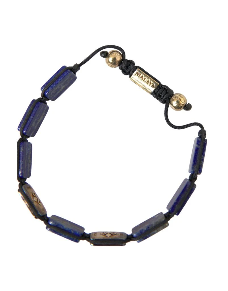 Nialaya Flat Bead  Lapis  CZ 925 Bracelet Men's Mens 4