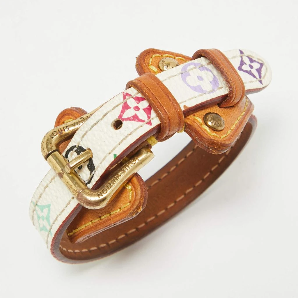 Louis Vuitton Louis Vuitton Theda Monogram Canvas Leather Gold Tone Bracelet 2