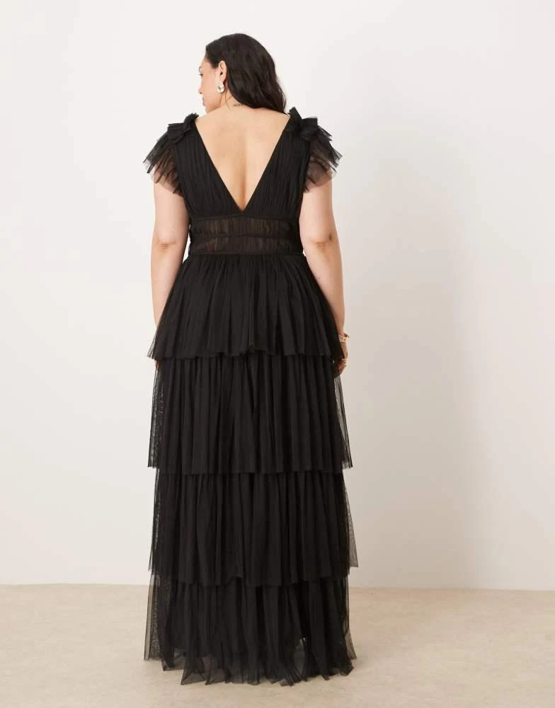 Lace & Beads Plus Lace & Beads Plus ruffle shoulder tiered maxi dress in  black - Dresses & Skirts - Free Shipping - BeyondStyle