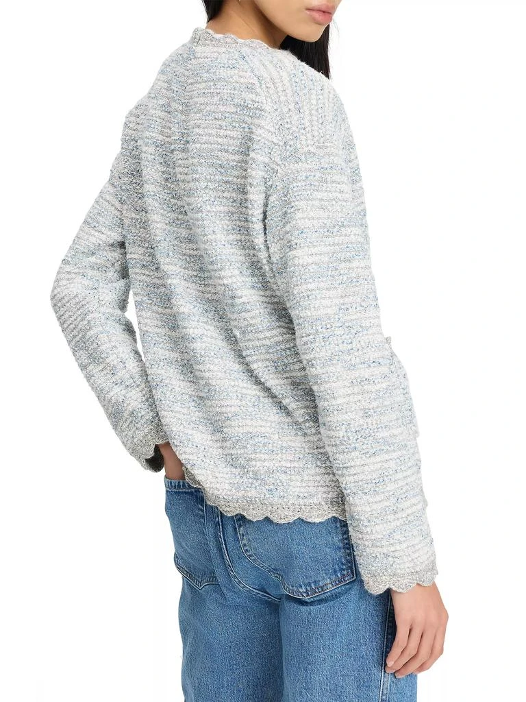 Kate Spade Mainline Scalloped Tweed V-Neck Cardigan 4