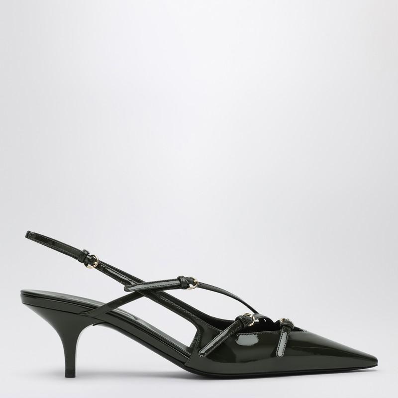 パンプス MIU MIU Patent leather decollete Miu Miu Red patent leather slingback décolleté with buckles