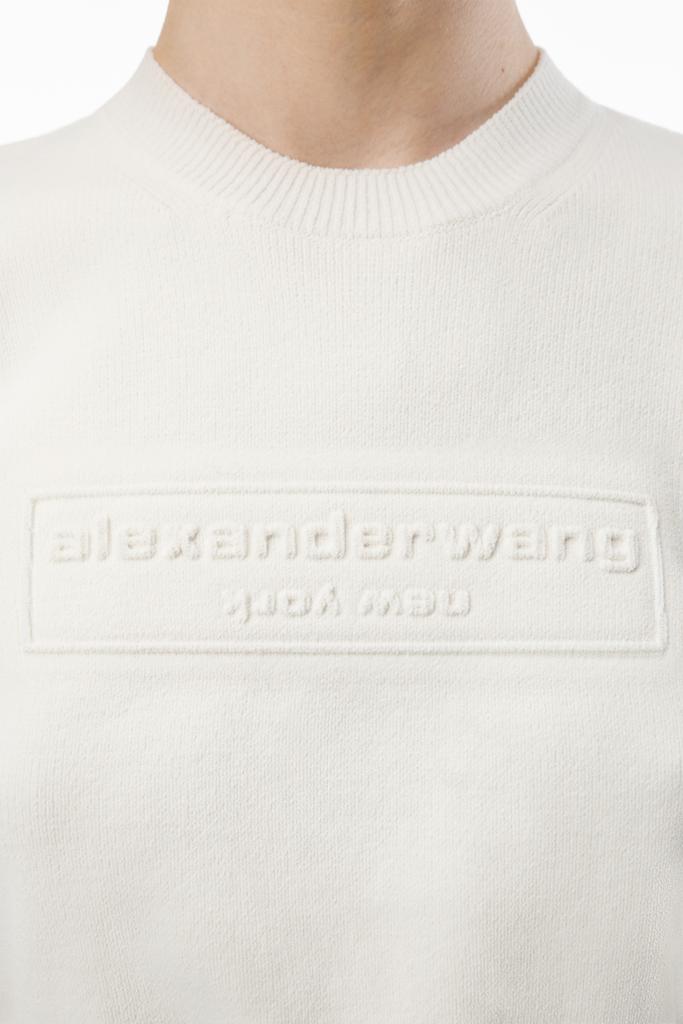 Tシャツ・カットソー Alexander Wang Chenille pullover in cotton blend with logo Grey Cotton-Blend Chenille Logo Pullover in WASHED GREY