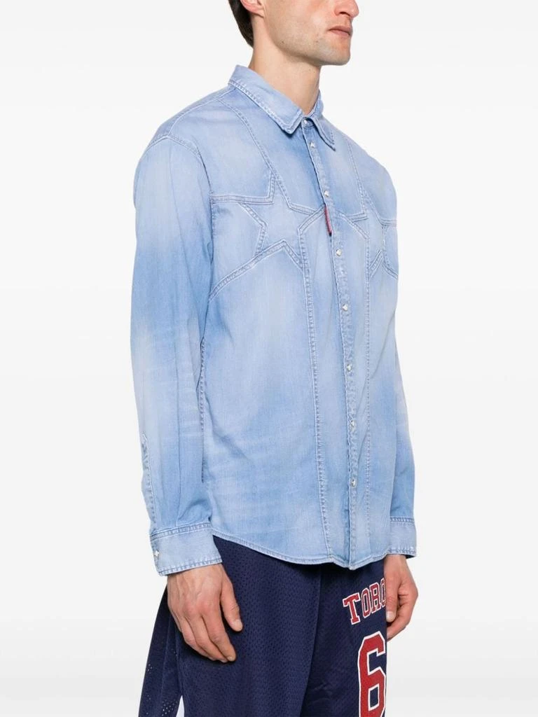 DSQUARED2 Light Blue Stretch-Cotton Denim Shirt 3