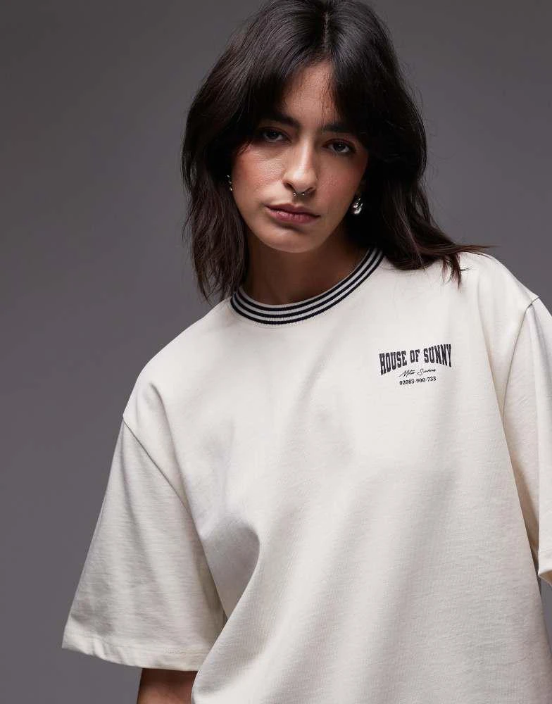 House Of Sunny House of Sunny motor services classic fit t-shirt in oat 4