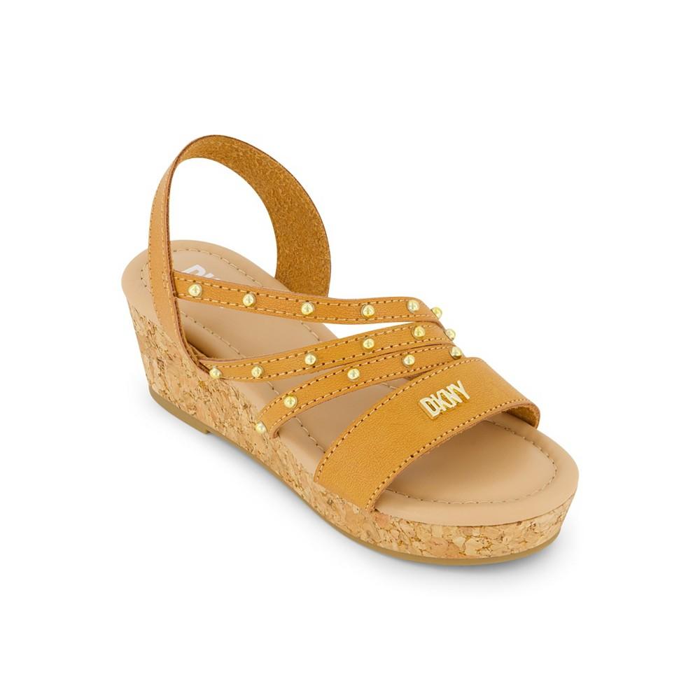 DKNY Little and Big Girls Amber Studs Wedge Sandal