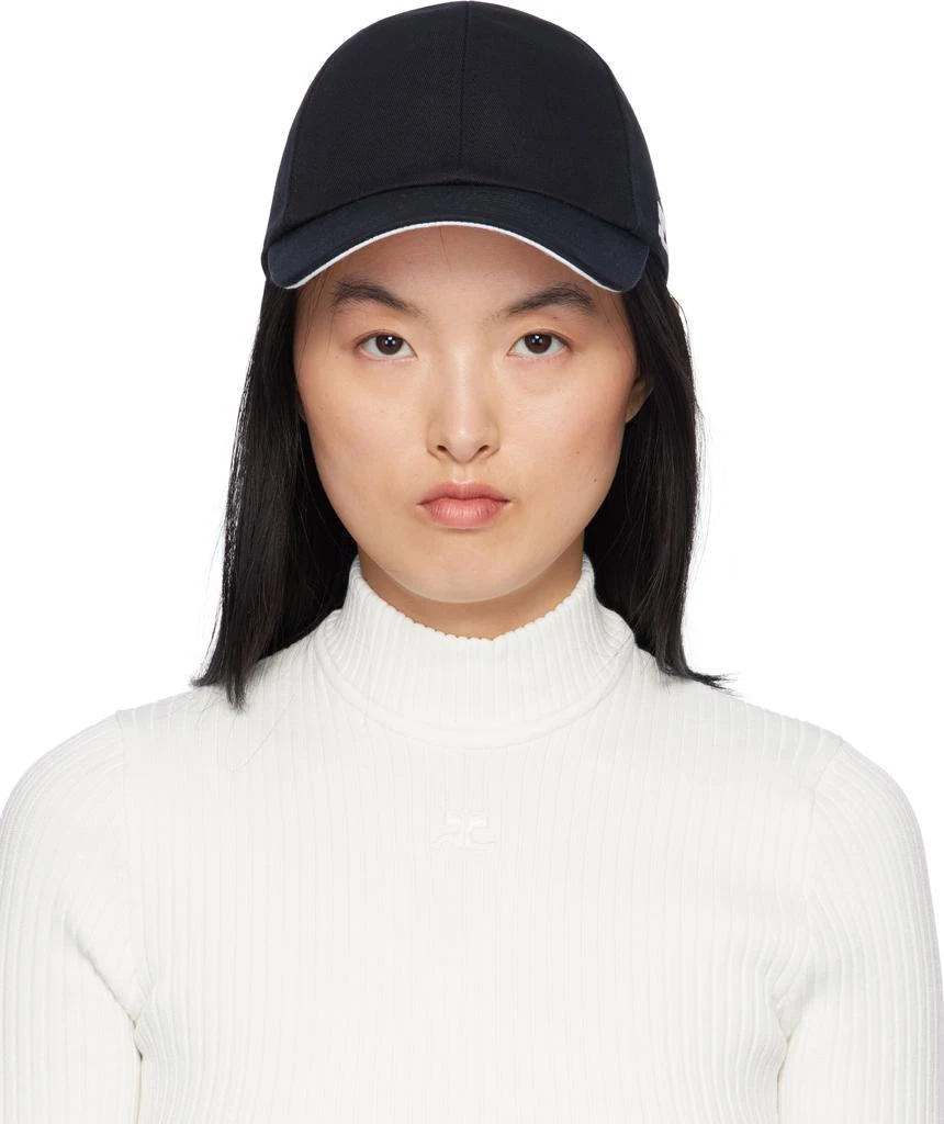 Courrèges Black Signature 'AC' Cotton Cap 1