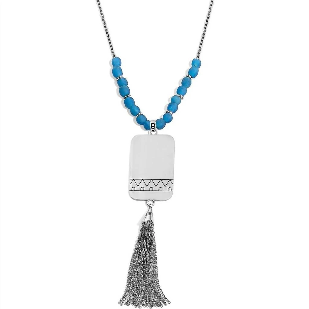 Brighton Women's Africa Stories Etched Beaded Necklace In Blue 3
