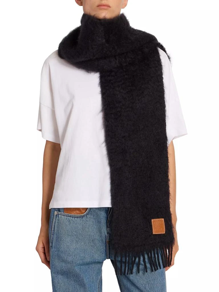 Loewe Wool-Mohair Logo Patch Scarf