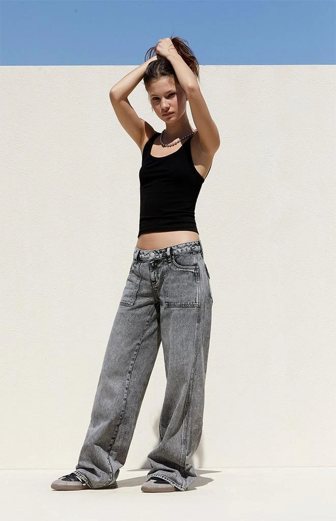 PacSun Gray Acid Wash Low Rise Baggy Jeans 2