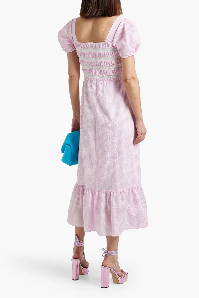 HVN Fromer lace-trimmed gingham cotton-seersucker midi dress 3