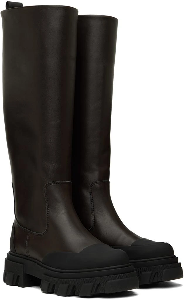 Ganni Brown Cleated Tubular Tall Boots 4