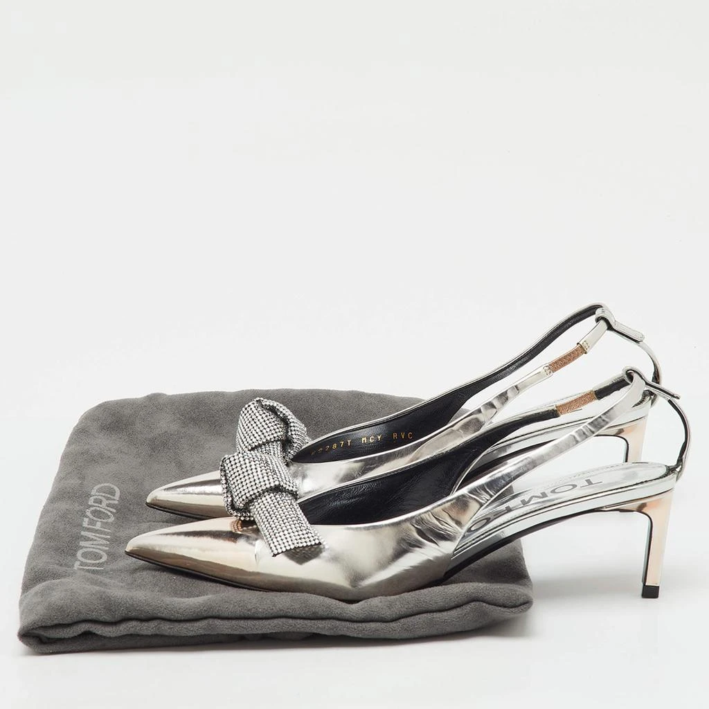 Tom Ford Tom Ford Silver Leather Embellished Bow Slingback Pumps Size 37.5 9
