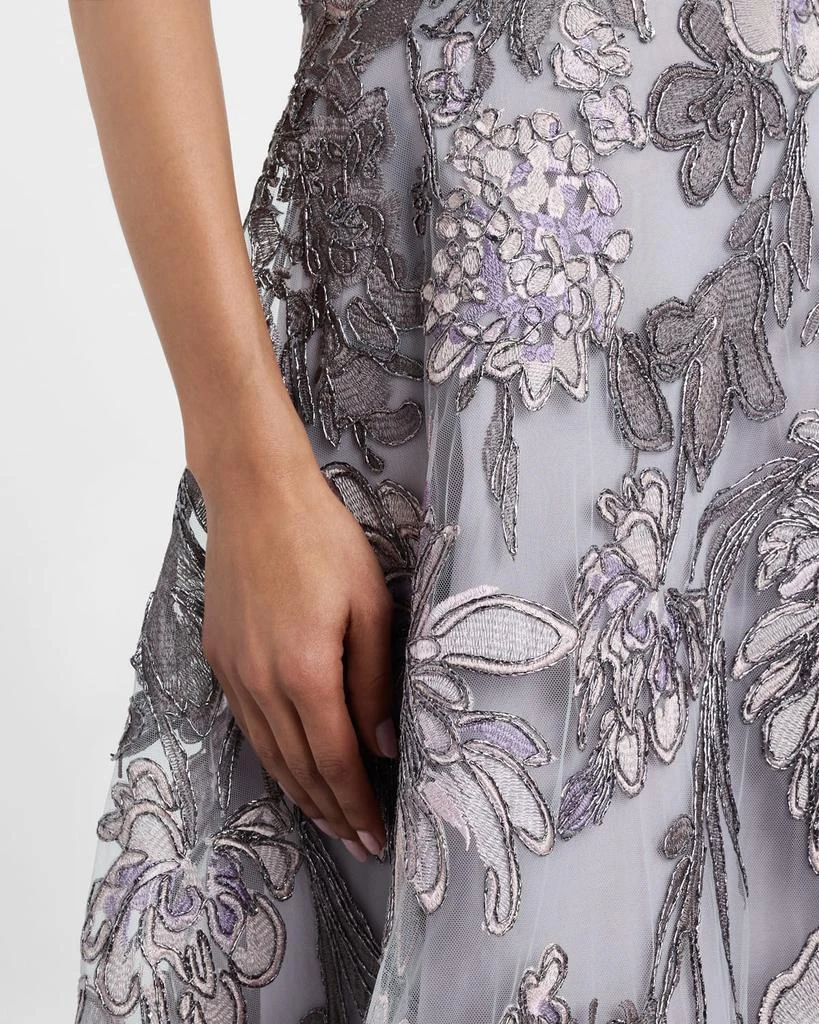 Naeem Khan Strapless Floral Raffia Embroidered Gown 5