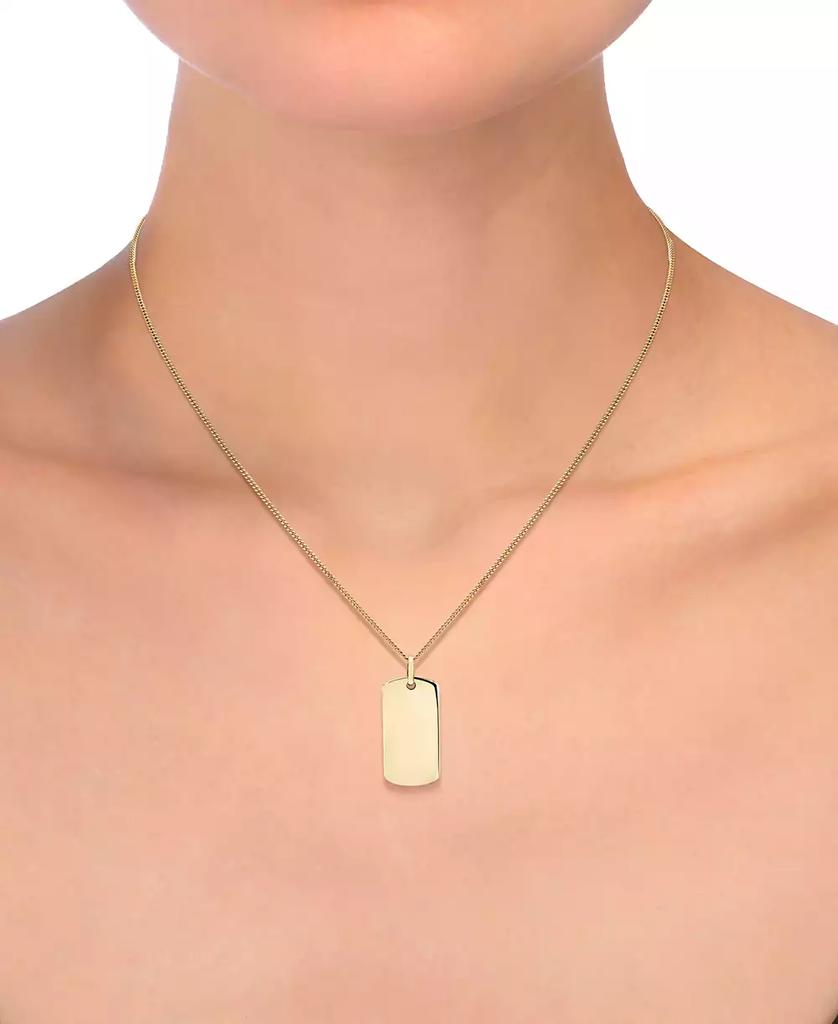 Macy's Polished ID Tag Pendant 18" Curb Link Chain Necklace in 10k Yellow Gold
