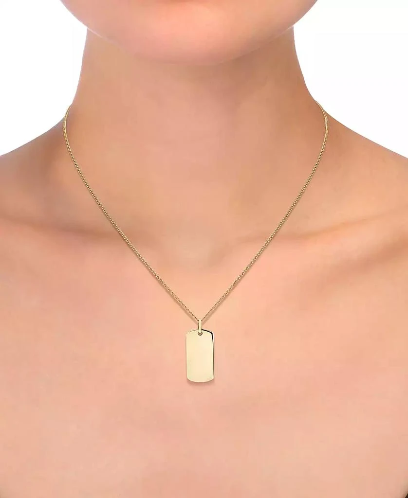Macy's Polished ID Tag Pendant 18" Curb Link Chain Necklace in 10k Yellow Gold 2