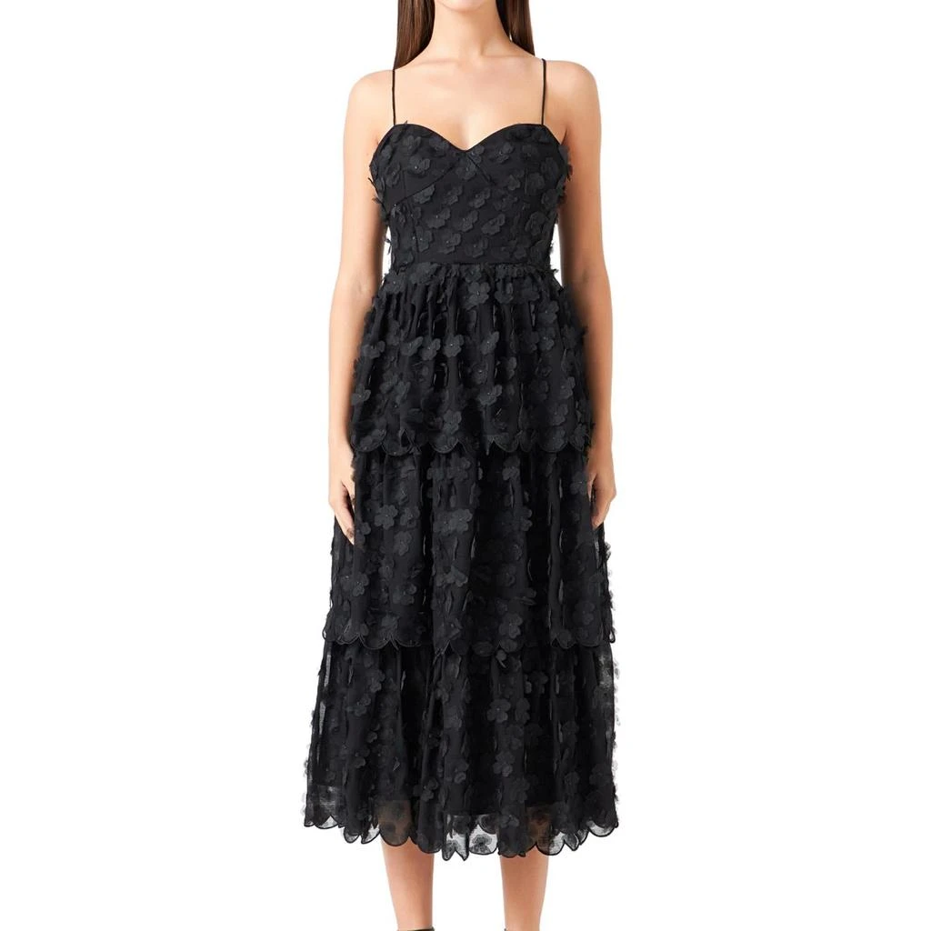 Shop Femme Fatale Floral Tiered Midi Dress In Black on Sale at BeyondStyle   Get 50% Off Femme Fatale Floral Tiered Midi Dress In Black with  Limited-Time Flash Deals, Exclusive Discounts, and