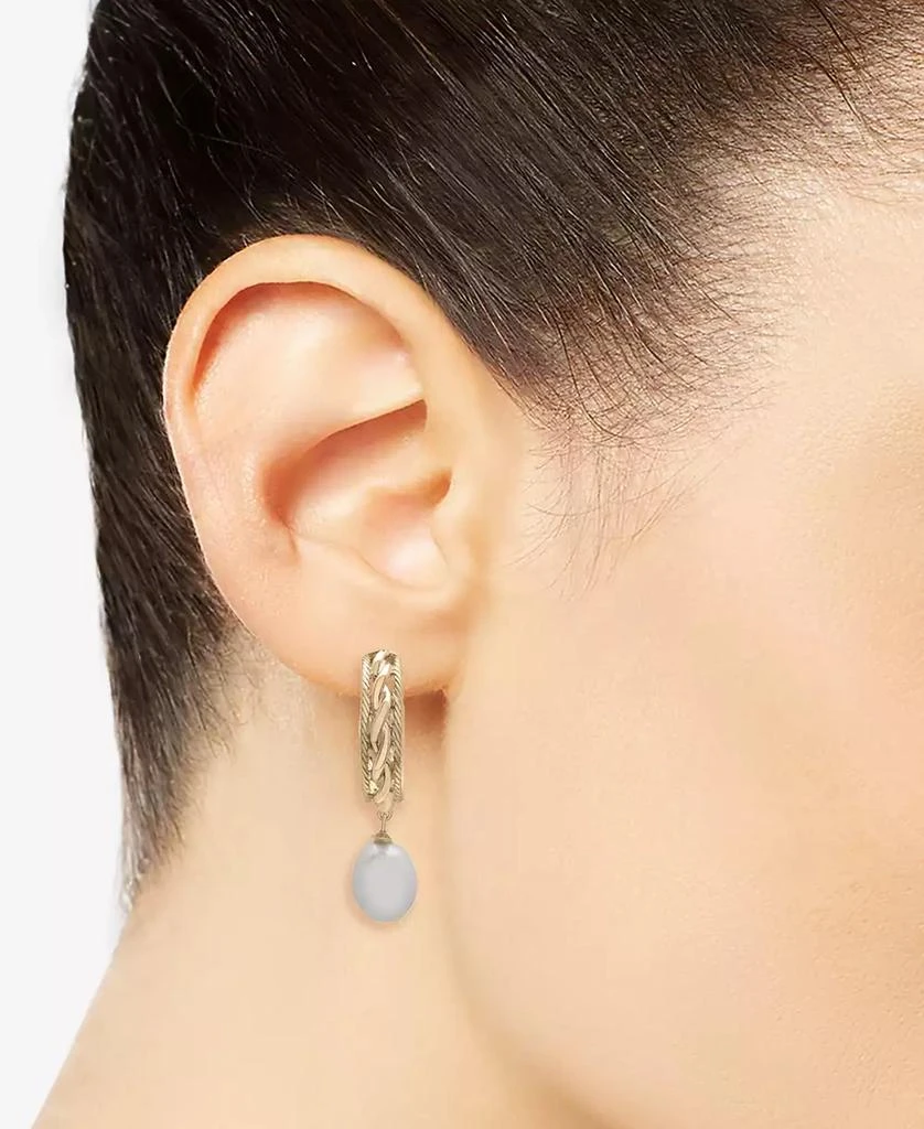 Macy's Cultured Freshwater Pearl (13 x 15mm) Dangle Hoop Earrings in 14k Gold-Plated Sterling Silver 2