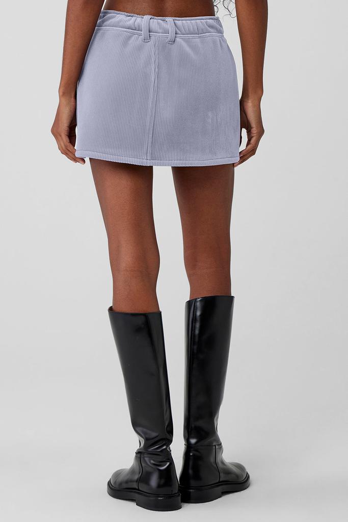 Alo Ribbed Velour Baller Mini Skirt - Fog