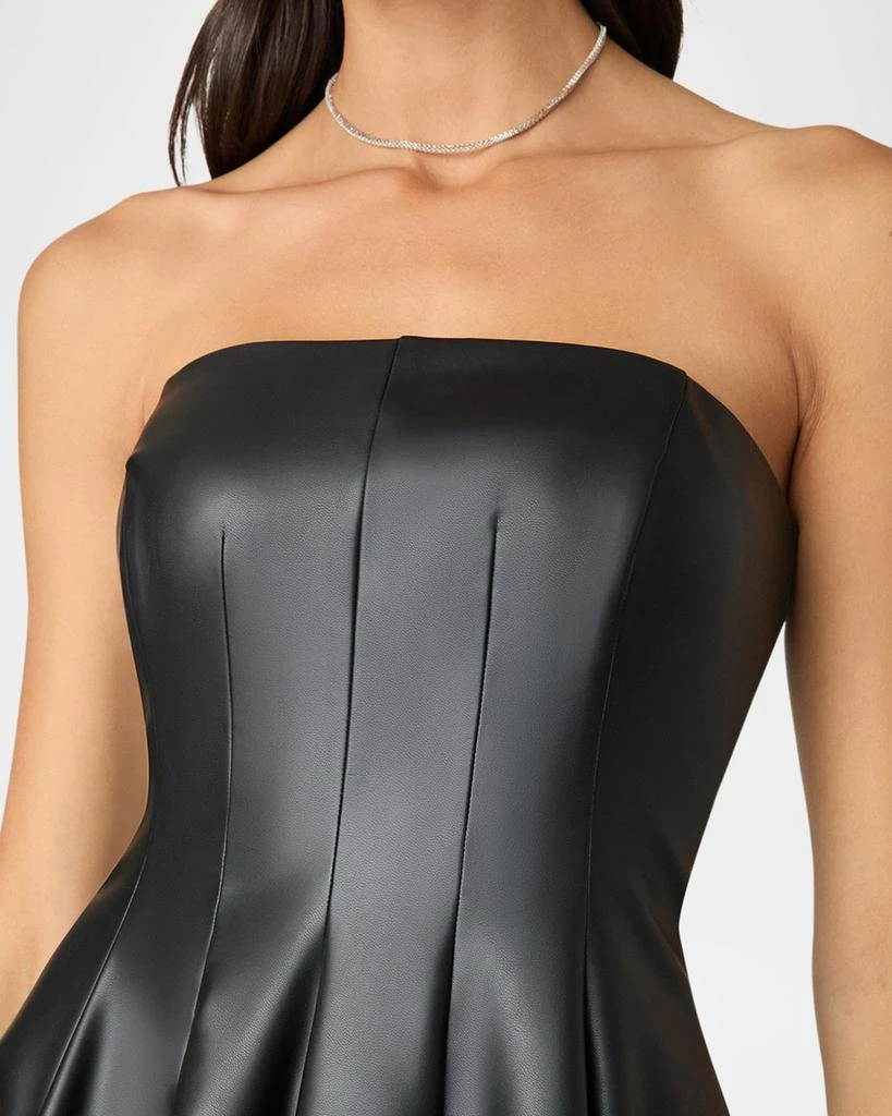 Shoshanna Celia Strapless Faux Leather Midi Dress 4