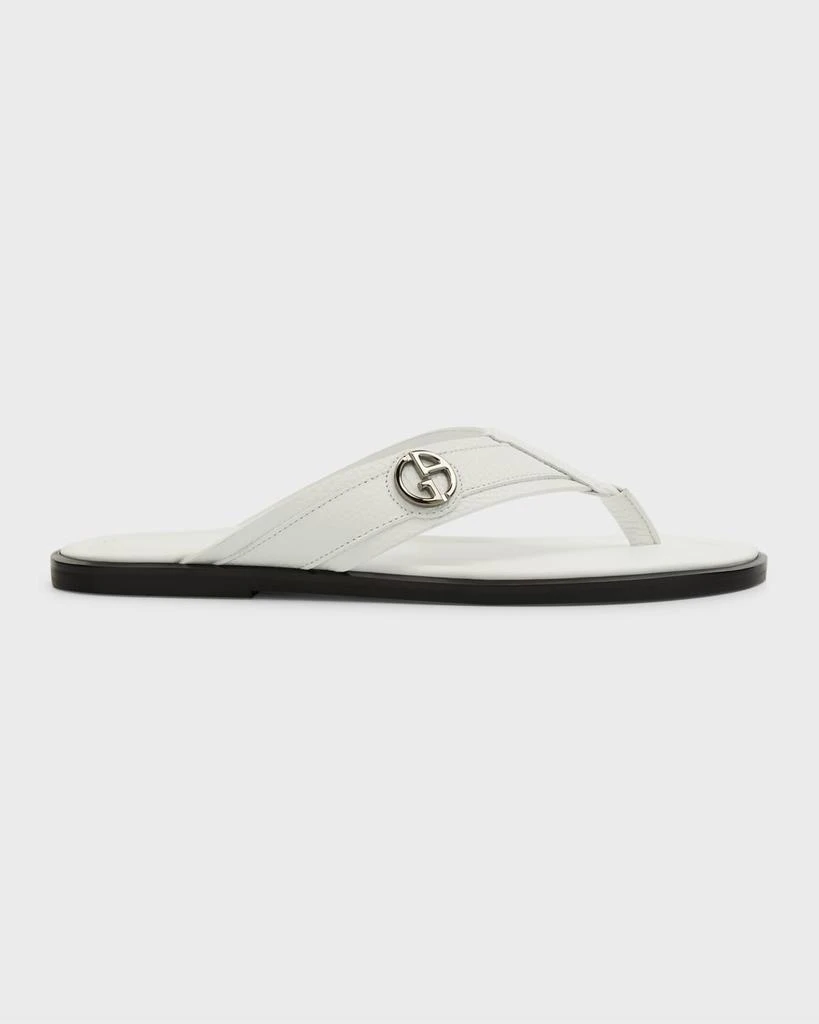 Giorgio Armani Men's GA-Logo Leather Flip Flops 1