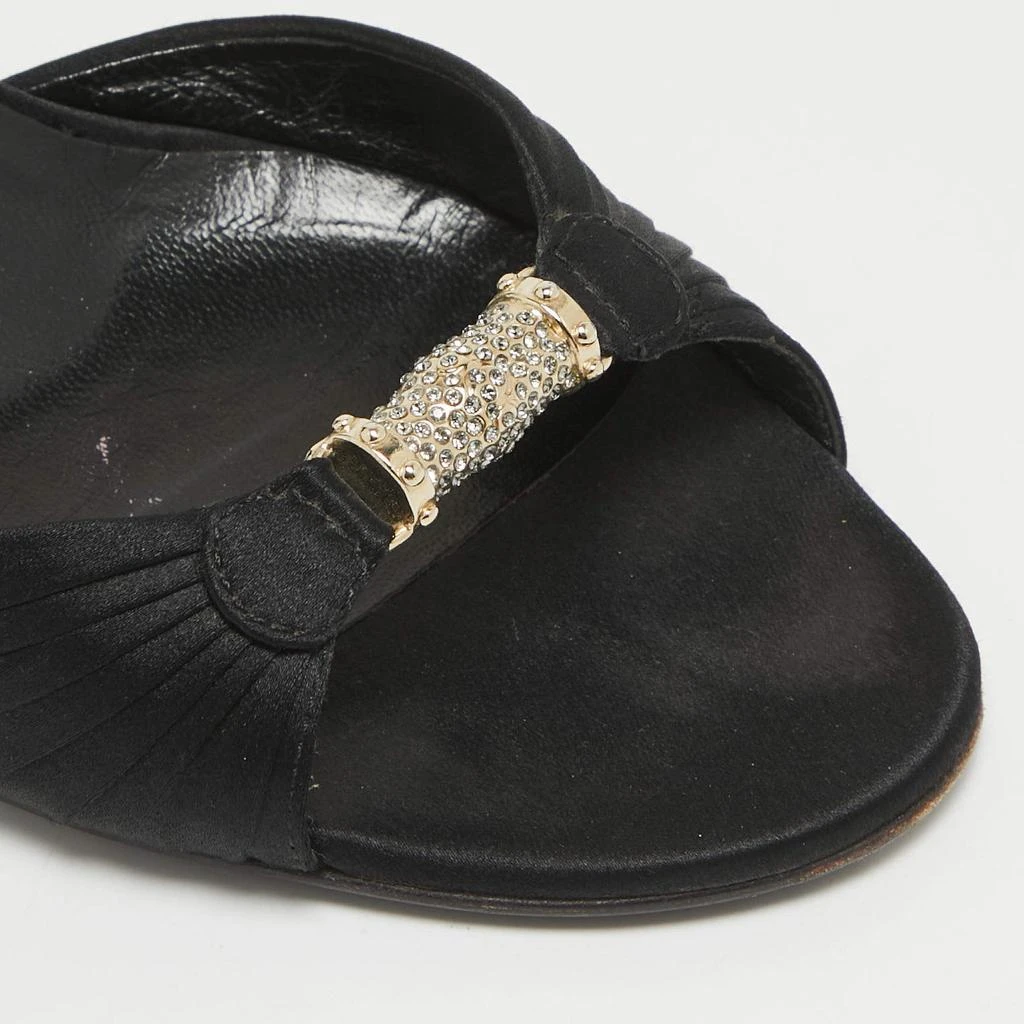 Gucci Gucci Black Satin Crystal Embellished Ankle Strap Sandals Size 38 7
