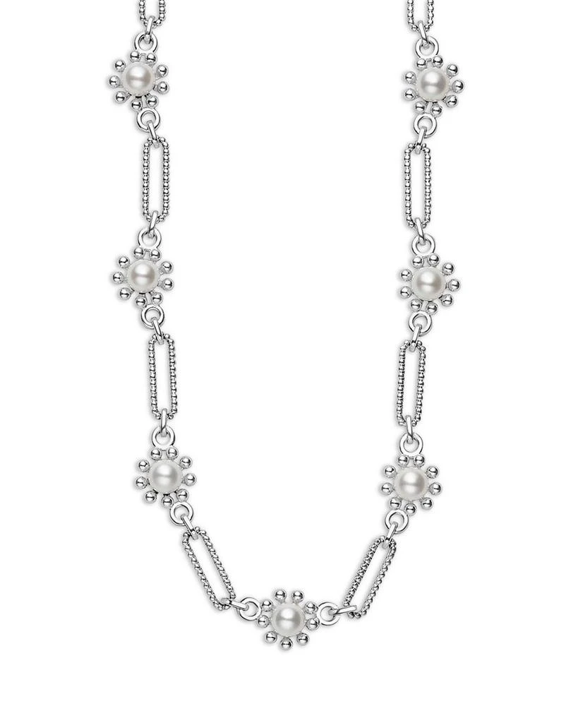 LAGOS Sterling Silver Luna Cultured Pearl Fleur Link Necklace, 18" 1