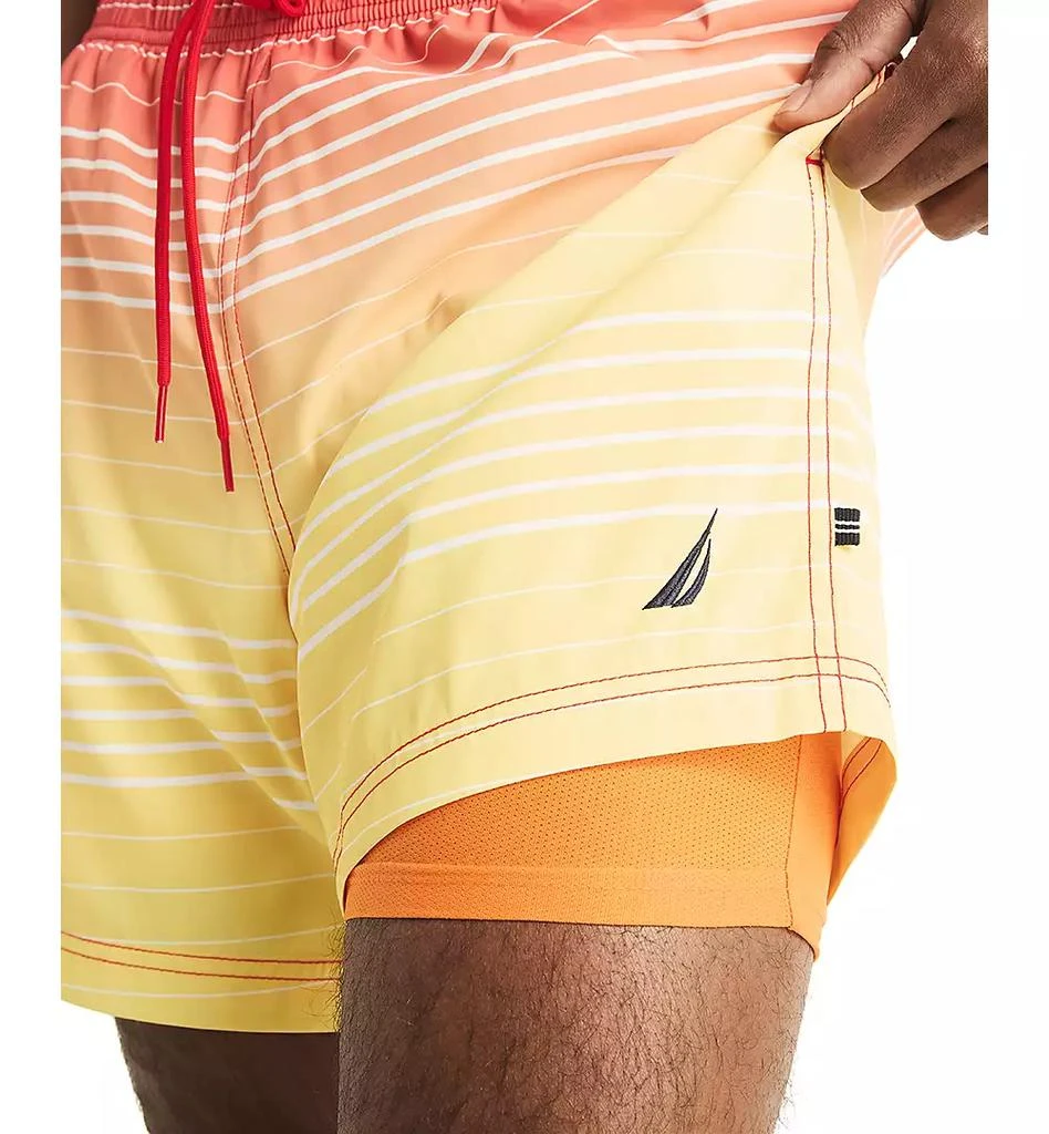 Nautica Men's Ombre Stripe Full Elastic 6" Swim Trunks 7