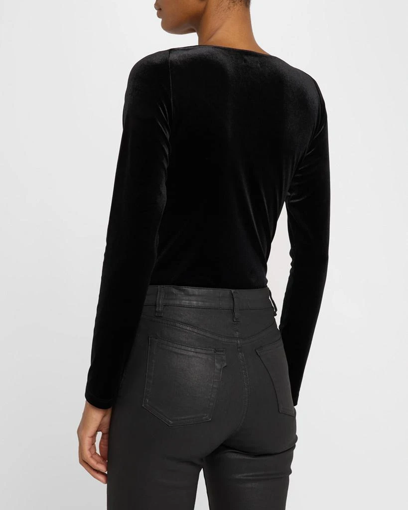L'Agence Winona Long-Sleeve Velvet Bodysuit 3