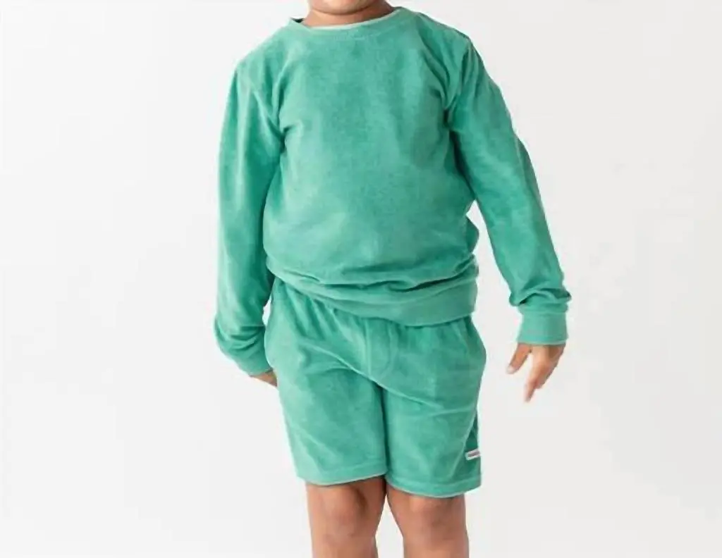RuffleButts Rufflebutts - Boy's Terry Knit Crew Neck Sweatshirt