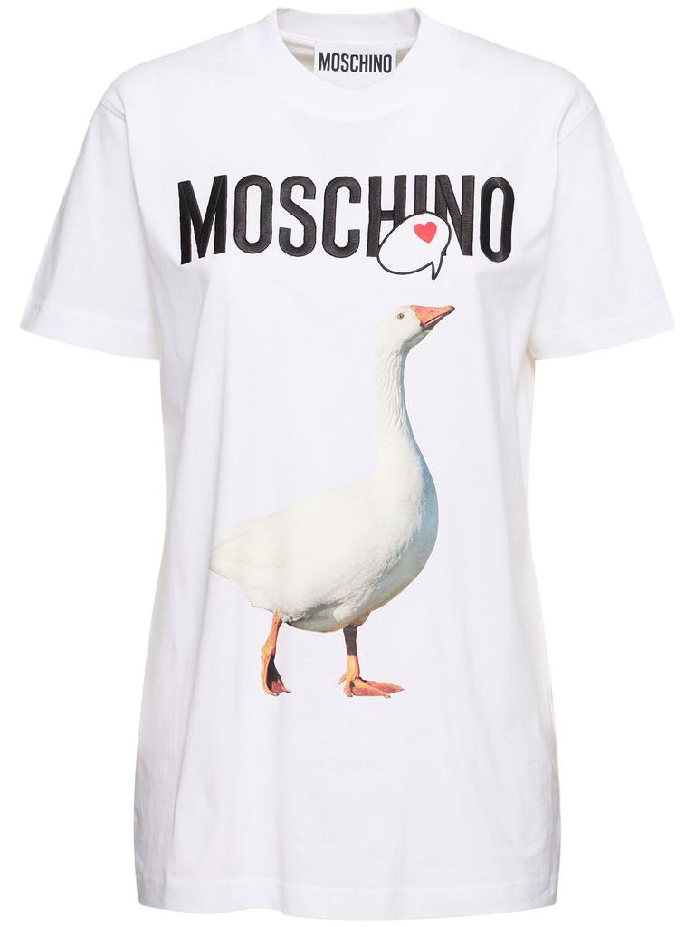 Moschino Logo Printed Cotton Jersey T-shirt