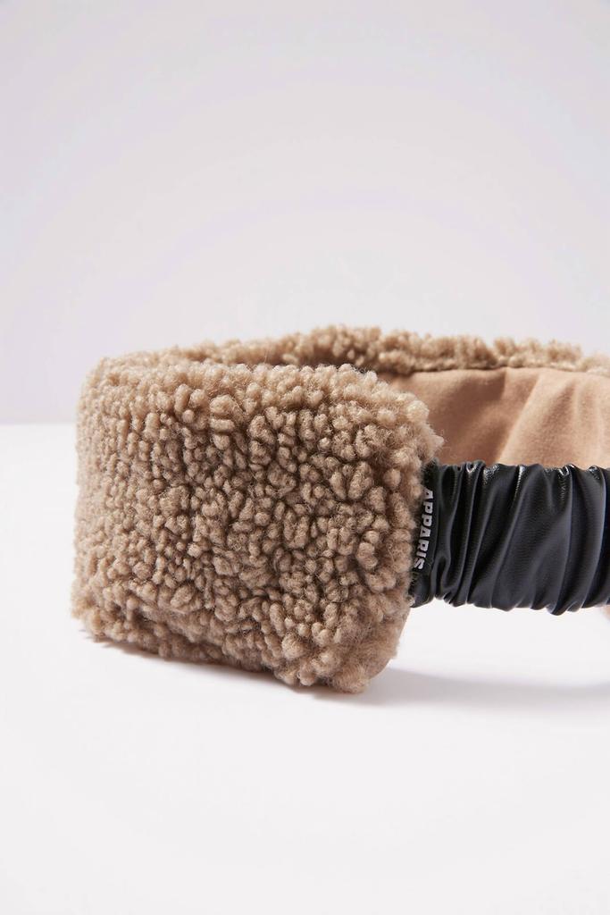 APPARIS Eleni Shearling Headband In Taupe