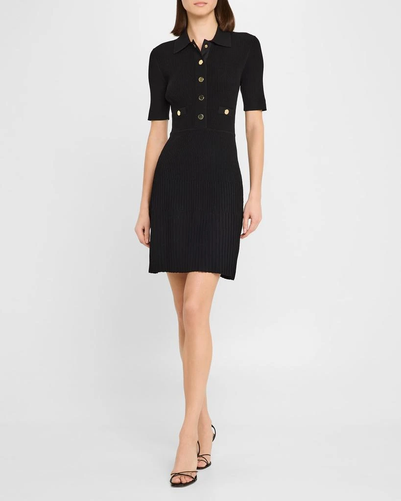 VERONICA BEARD Lauper Short-Sleeve Ribbed Mini Dress 2