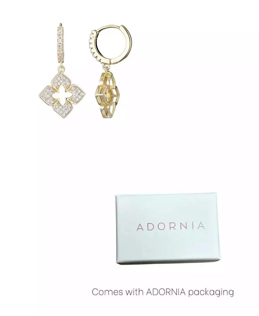 ADORNIA Gold CZ Pointed Clover Drop Huggie Hoop Earrings 3