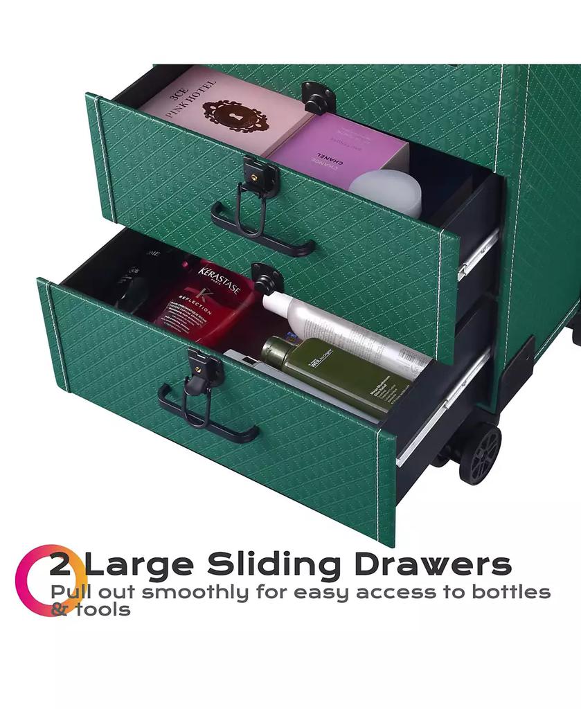 Byootique Rolling Makeup Train Case Cosmetic Organizer Trolley 2 Drawer Lockable