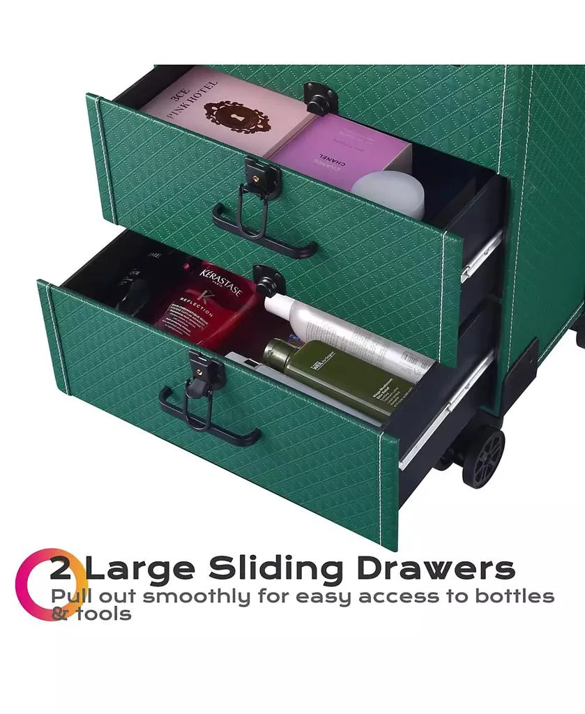 Byootique Rolling Makeup Train Case Cosmetic Organizer Trolley 2 Drawer Lockable 2