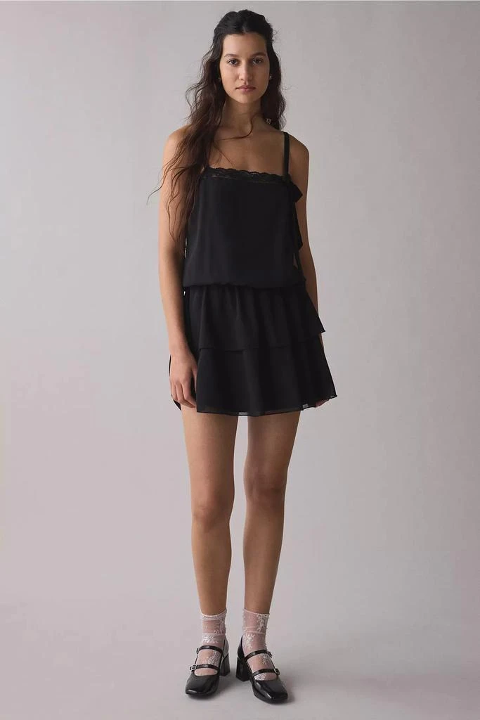 white dress with black lace overlay Black Illusion Floral Lace Overlay A-Line Dress main image 0