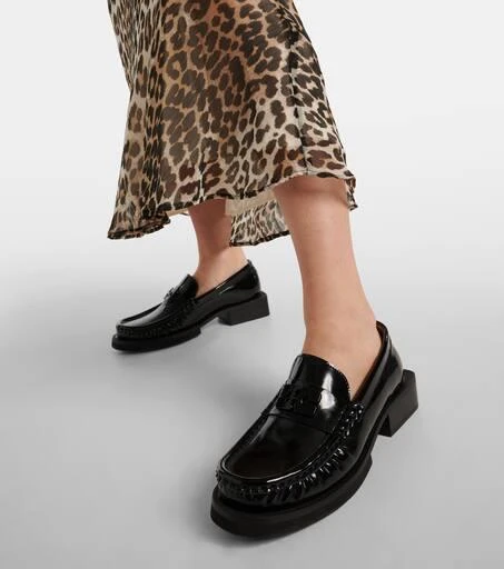 Ganni Logo faux leather loafers 4