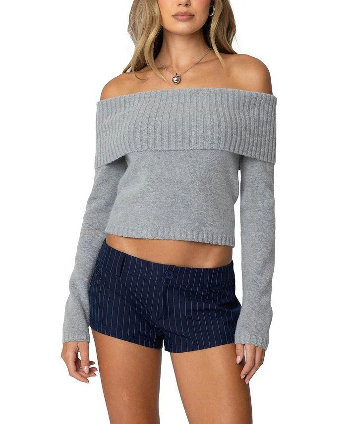 Edikted Tamara Fold Over Knit Top 1