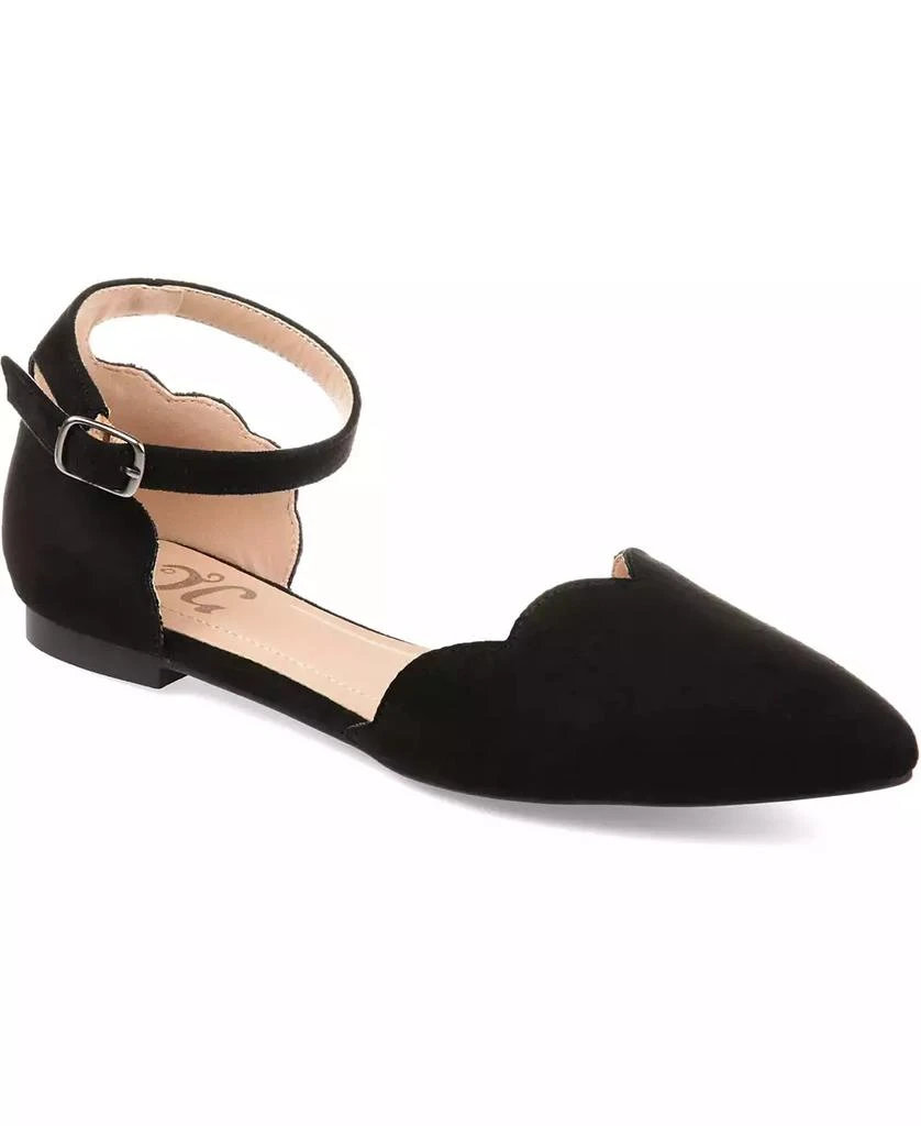 Journee Collection Women's Lana Scalloped Edge Ankle Strap Flats 1