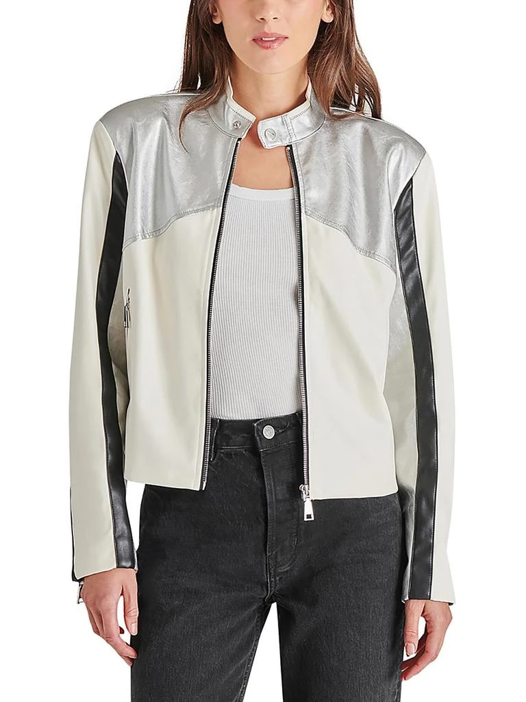 Steve Madden Helayna Womens Faux Leather Short Motorcycle Jacket 1