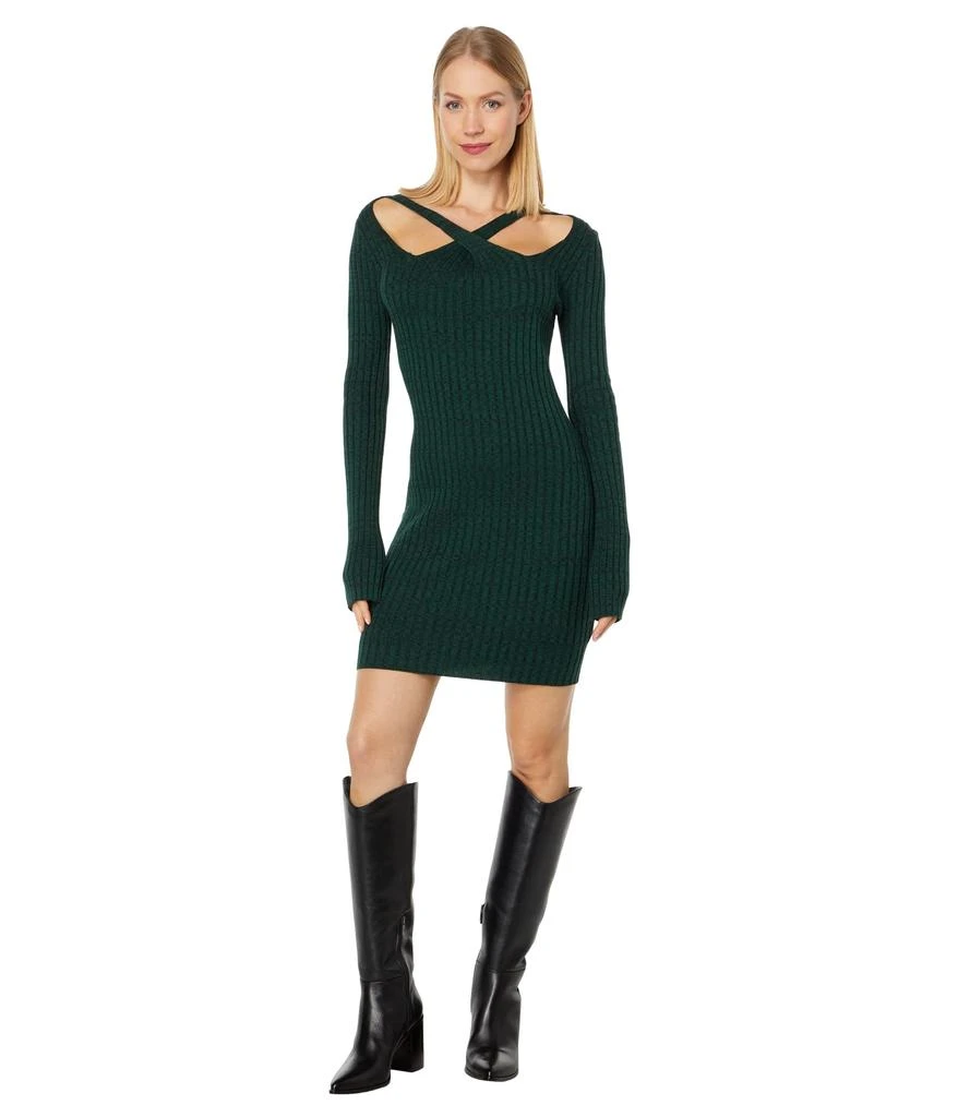 Monrow Cosmo Rib Sweaterdress w/ Crossover Neck 4