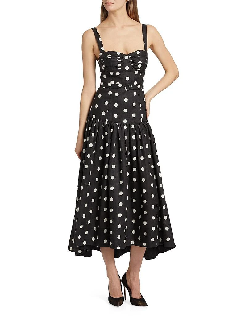 Nicholas the Label Drenica Polka Dot Linen Drop-Waist Midi-Dress - Dresses  & Skirts